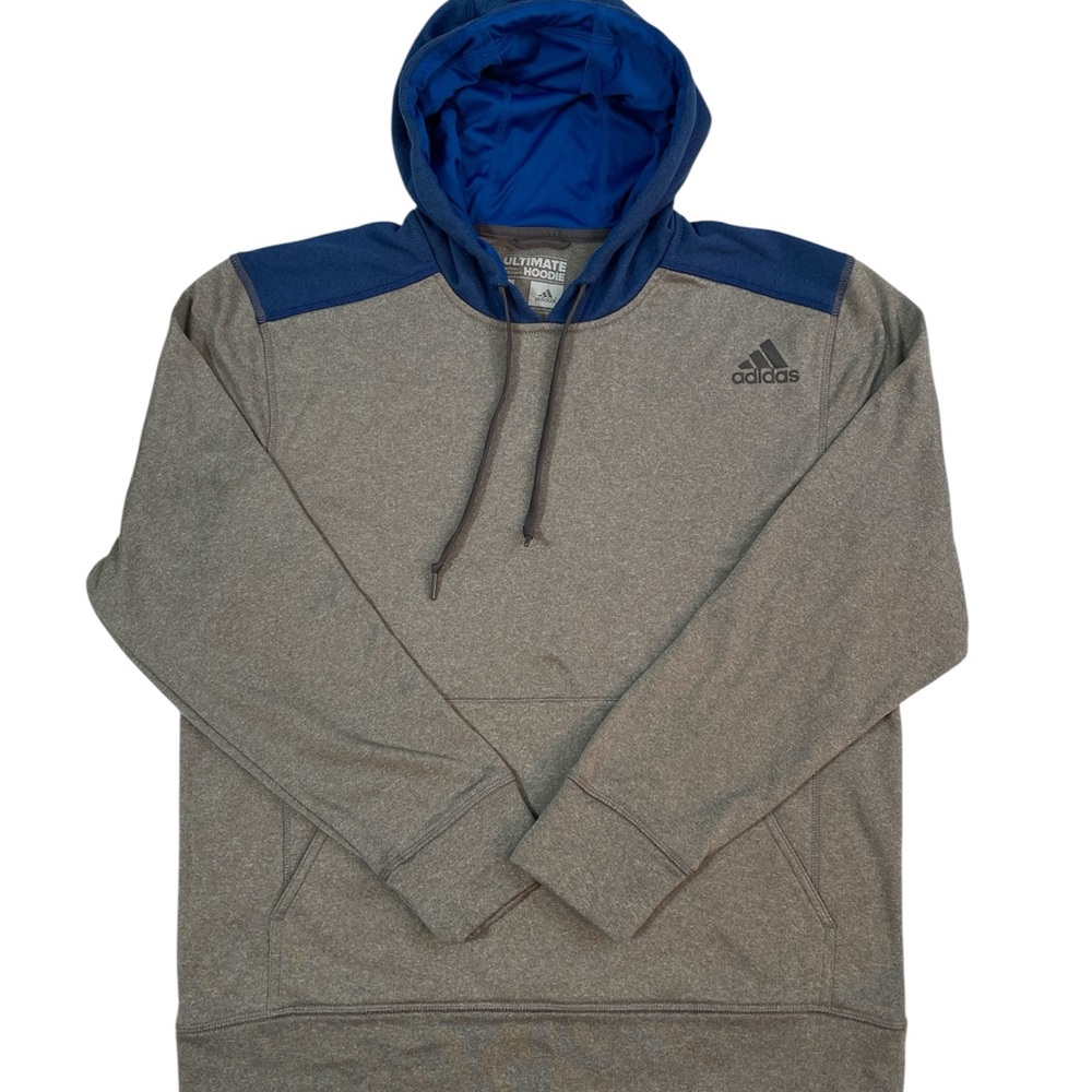 Adidas‎ Men's Gray Climawarm Hoodie with Blue Accents